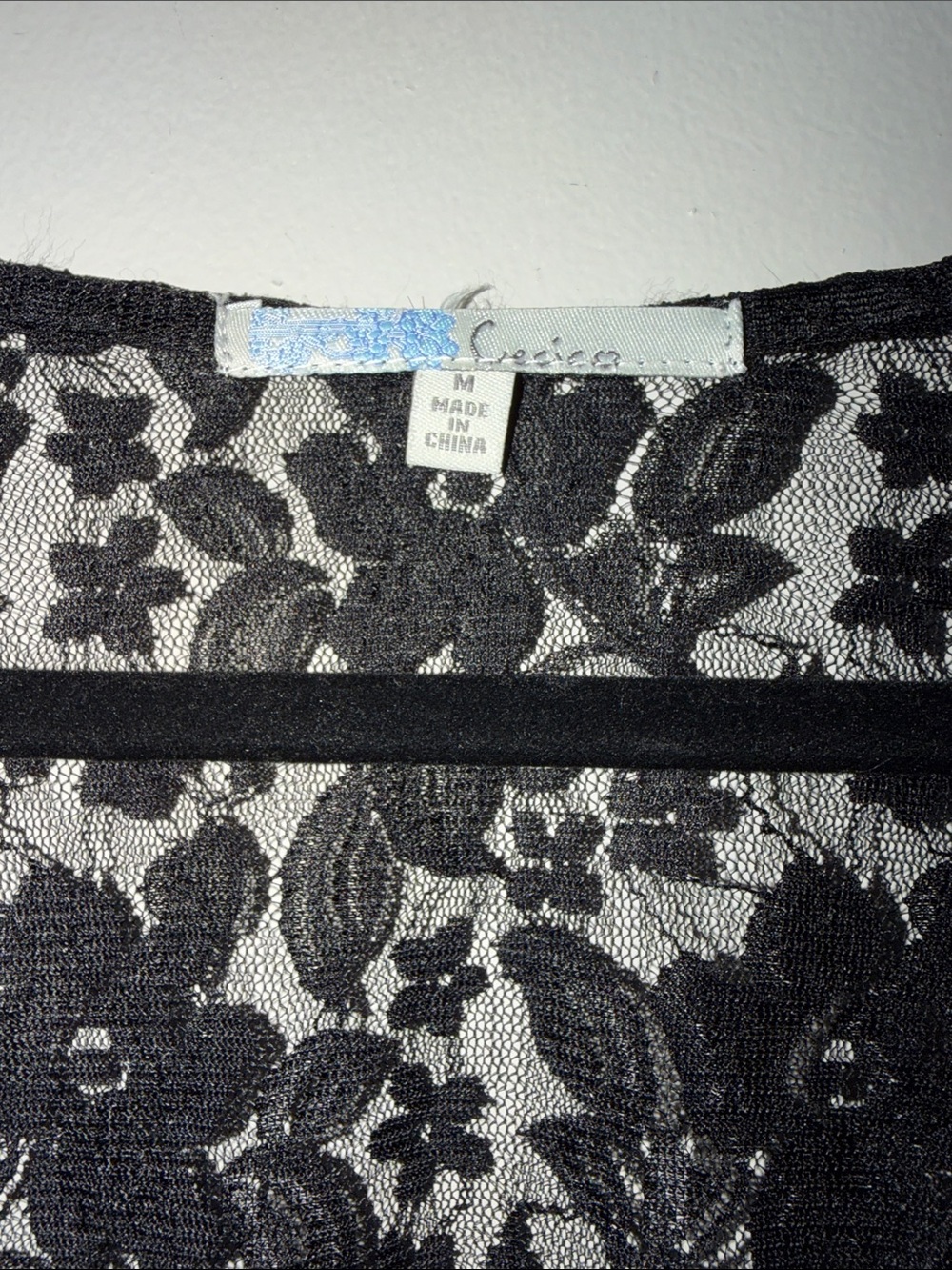 Cecico Black Lace V-Neck Flutter Sleeve Blouse - Picture 2 of 10